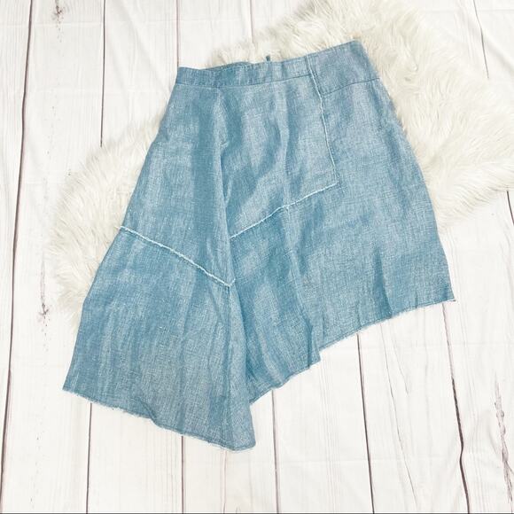 Anthropologie Pilcro & the Letterpress Metallic Blue Asymmetrical Skirt‎ Size 10 - Picture 2 of 5